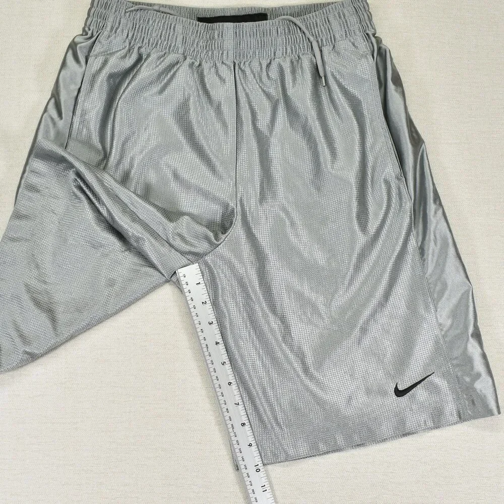 Nike Men’s Medium Dazzle Basketball Shorts Mens Gray Silky Shiny Swoosh